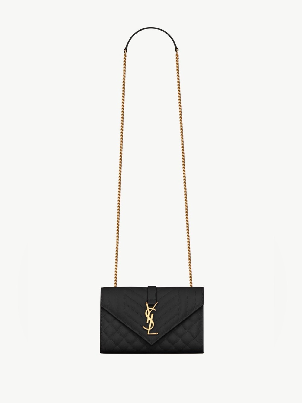 YSL ENVELOPE SMALL IN QUILTED GRAIN DE POUDRE EMBOSSED LEATHER